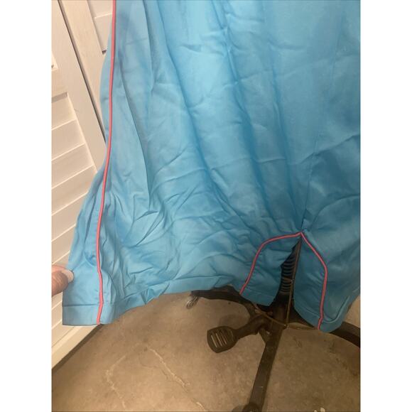 Vintage Aqua Nylon Full Length Robe Chinese Asian Theme X-Large - Picture 8 of 8